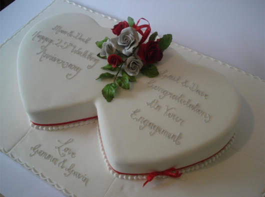 bolo de bodas de prata com frase de amor