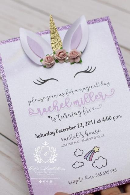 Chá de Bebê Unicórnio: Convite cartão