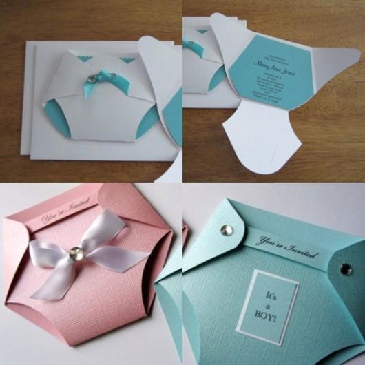 Chá Revelação: Convite com formato de fralda