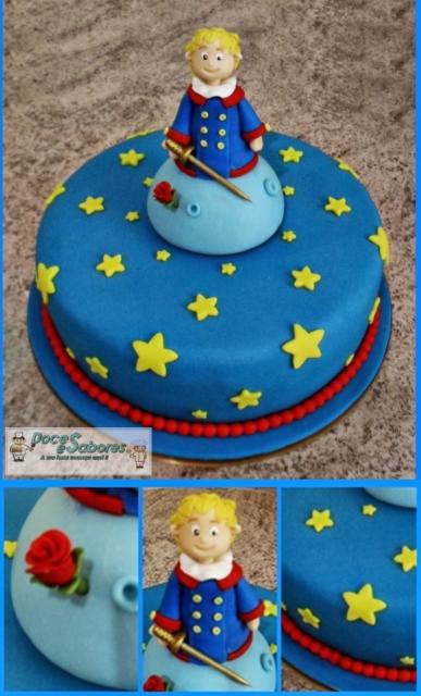 Bolo Pequeno Príncipe de pasta americana azul