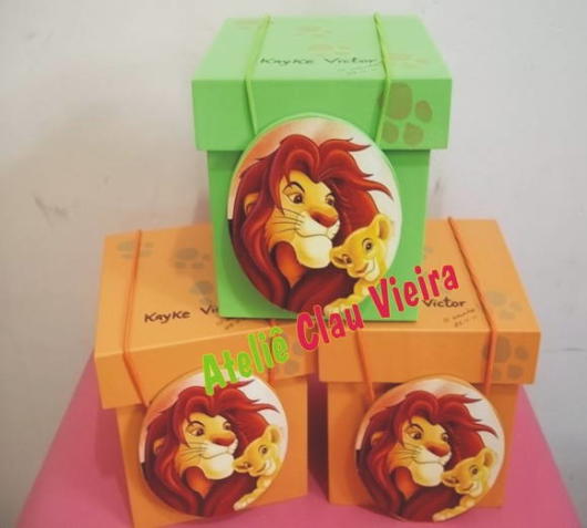 Lembrancinha Festa Rei Leão caixinha personalizada