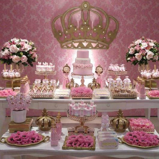 Mesa de 15 anos: Rosa para Tema Princesa