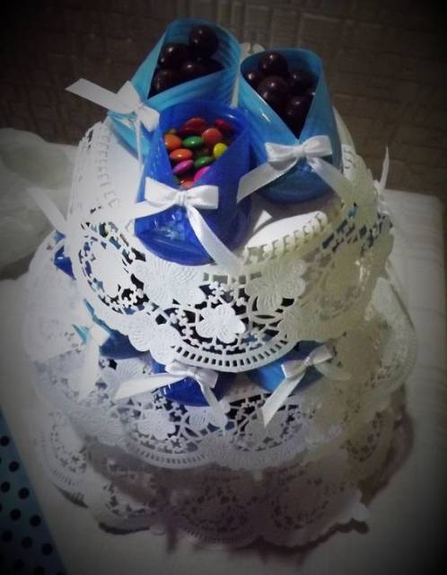 Sapatinho de copo descartável: Azul