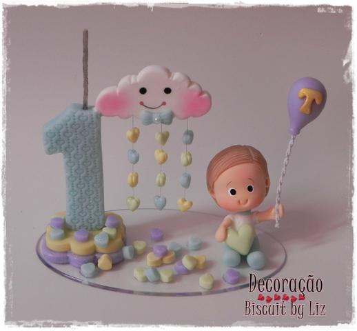 Topo de bolo chuva de amor: Em biscuit
