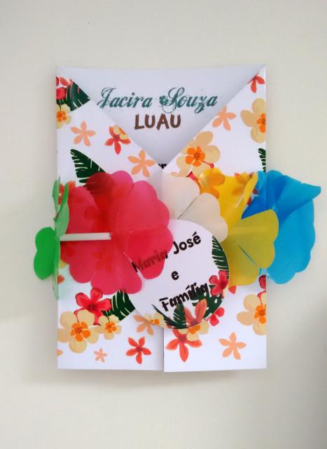 convite havaiano arte com criatividade
