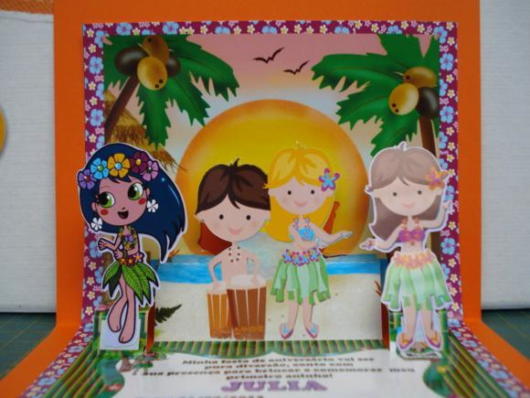 convite havaiano para abrir e fechar