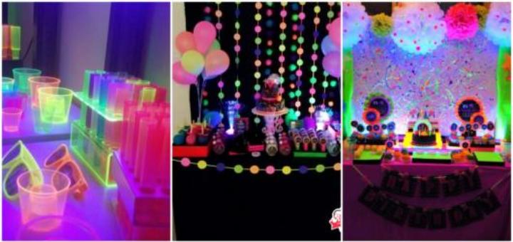 Festa Neon Simples e Barata 70 Decorações Fáceis de Fazer