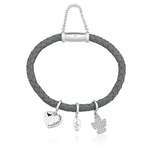 pulseira cinza com três pingentes
