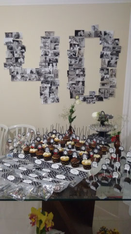 Festa 40 anos: decoração simples com fotos