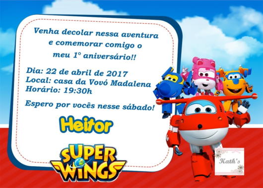 Convite super wings.