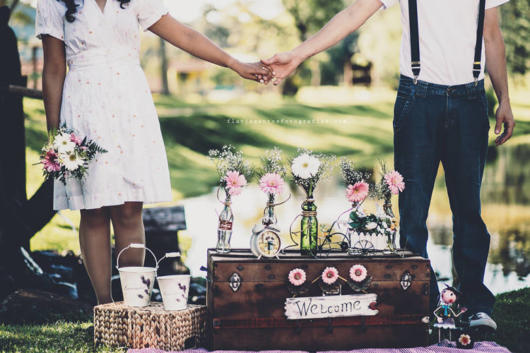 Pré-wedding retrô com pic nic