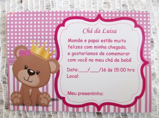 Convite de chá de bebê princesa