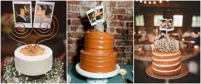 bolos decorados com fotos polaroid