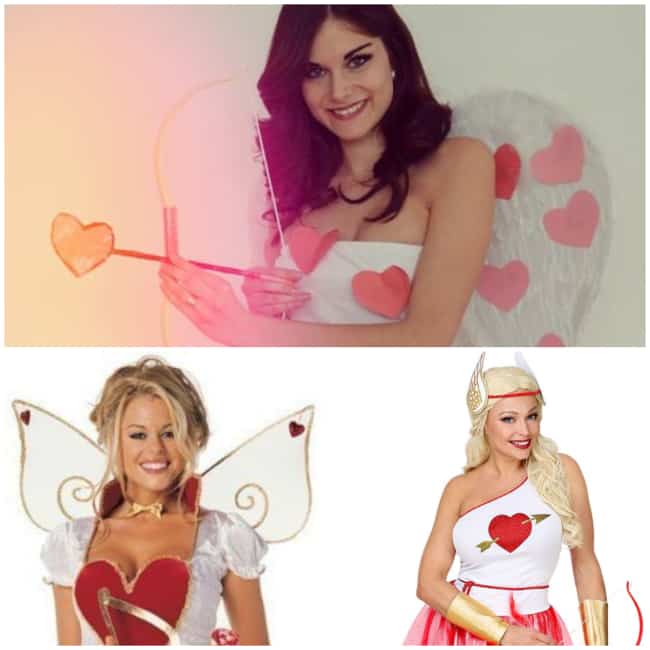 Montagem de fantasia de cupido branco