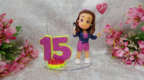 Topo de bolo 15 anos boneca biscuit
