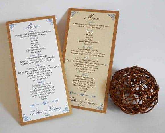 lindo menu para casamento