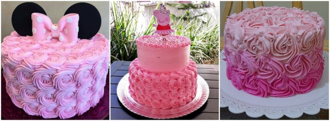 bolo decorado em glacê cor de rosa