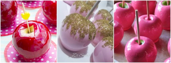 maçã do amor com cobertura rosa