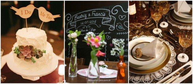 Mesas decoradas em jantares de noivado