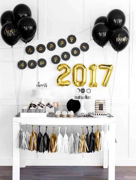 decoração preto e dourado simples para reveillon 1