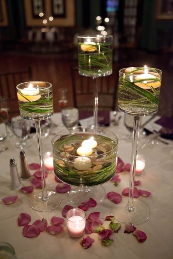 arranjos simples com velas para casamento