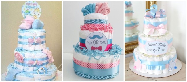 bolo de fraldas rosa e azul