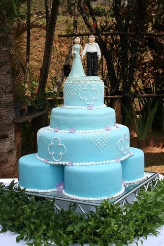 Bolo azul para casamento