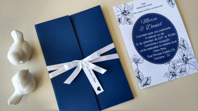 Convite de Casamento Azul pequeno