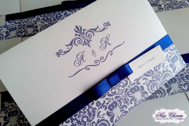 Convite de Casamento Azul