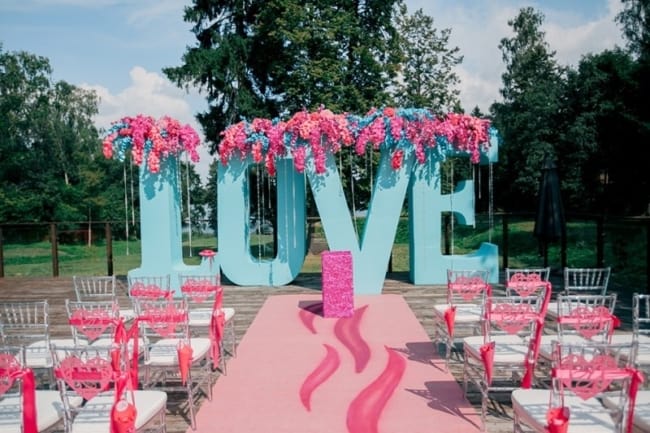 Decoração de Casamento Azul e Rosa