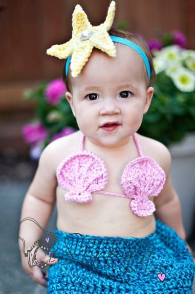 Fantasia de Carnaval para bebê menina de sereia em crochê49