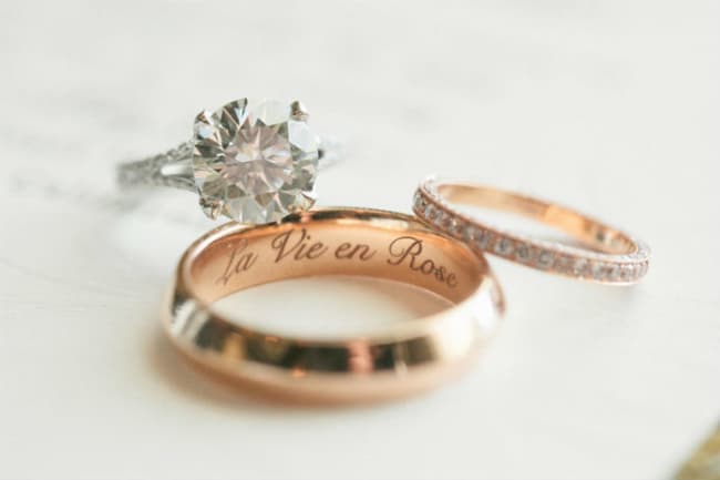 Fotos de alianças com frases em frances