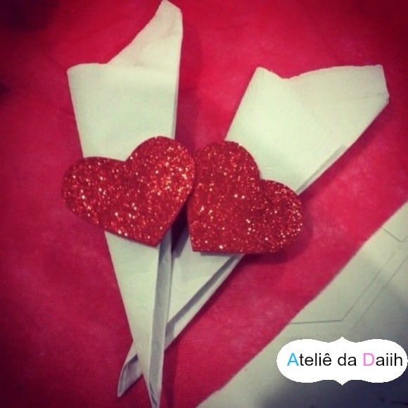 Porta guardanapo de EVA para casamento coração