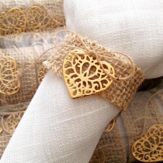 Porta guardanapo para casamento rústico com coração