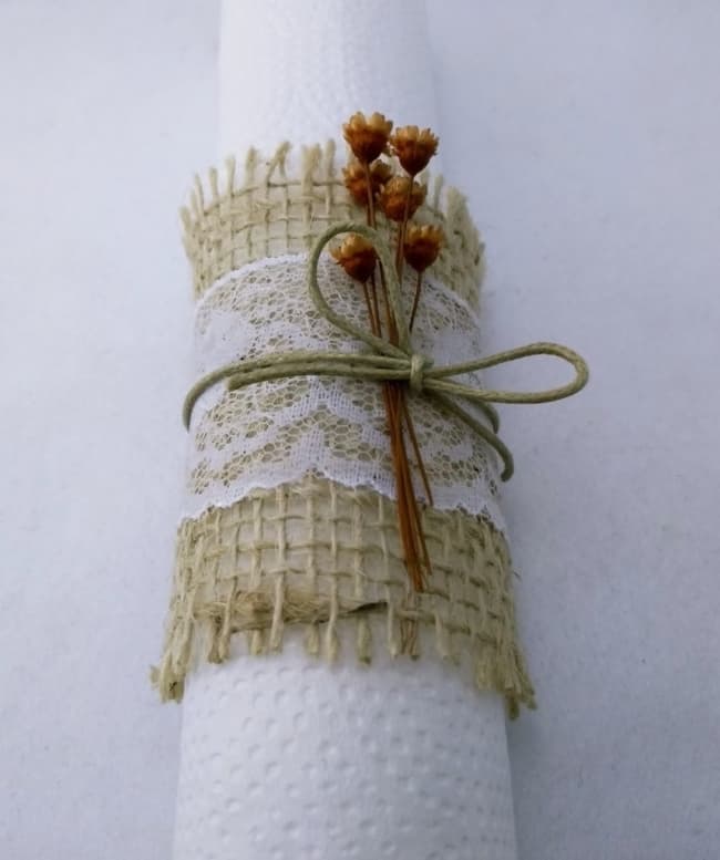 Porta guardanapo para casamento rústico decorado