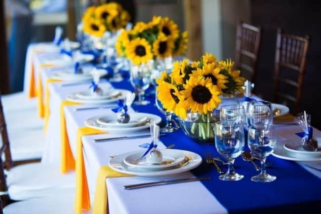 decoração de Casamento Azul e Amarelo