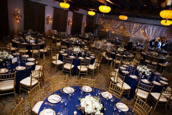 decoração de Casamento Azul e Dourado