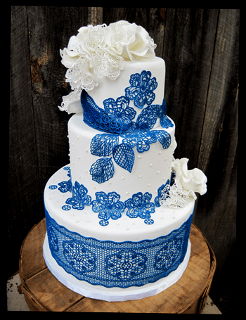 ideia de Bolo de casamento azul