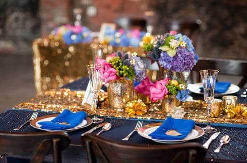 ideias de Casamento Azul e Dourado