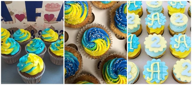 ideias para cupcake azul e amarelo
