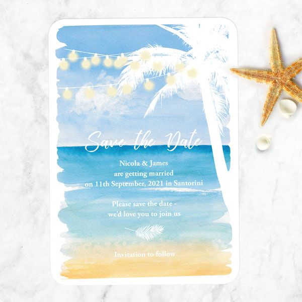 Save the date criativo praia simples