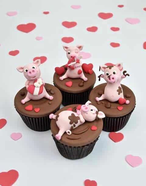Cupcake fazendinha com porquinhos