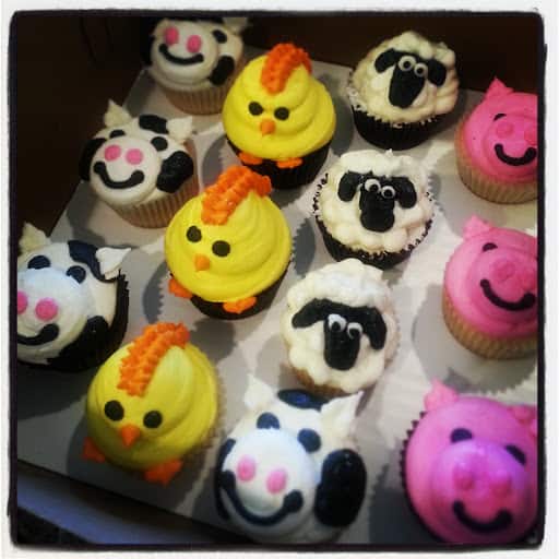 Estilo de cupcake fazendinha de bichinhos