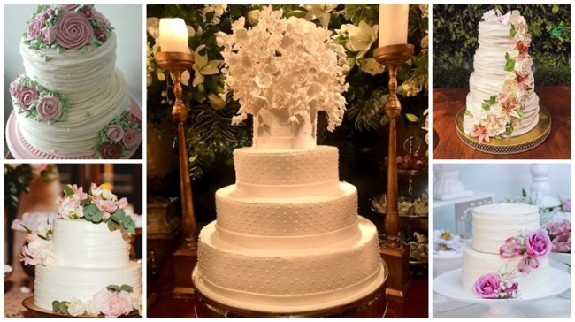 bolo de casamento branco
