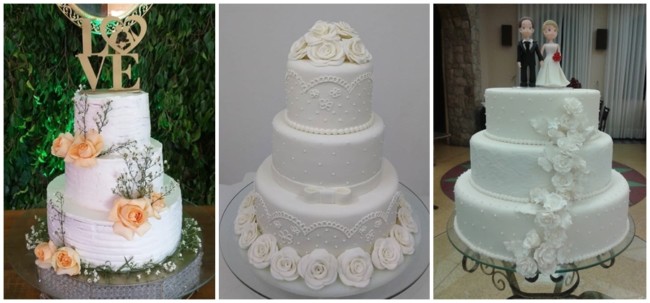 bolo de casamento branco de 3 andares