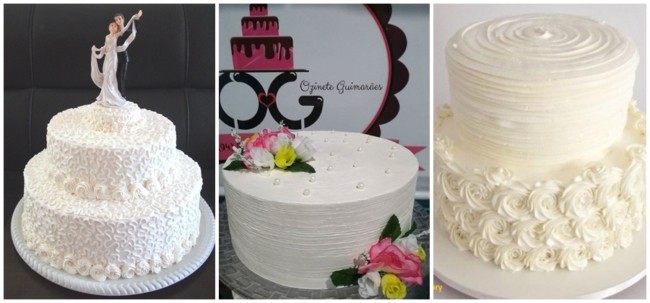 bolo de casamento simples e branco
