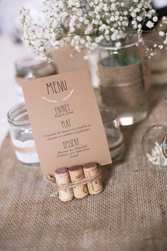 decoração DIY para mesa de casamento rústico