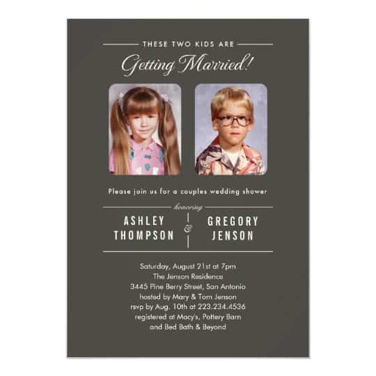 convites de casamento com foto de crianças