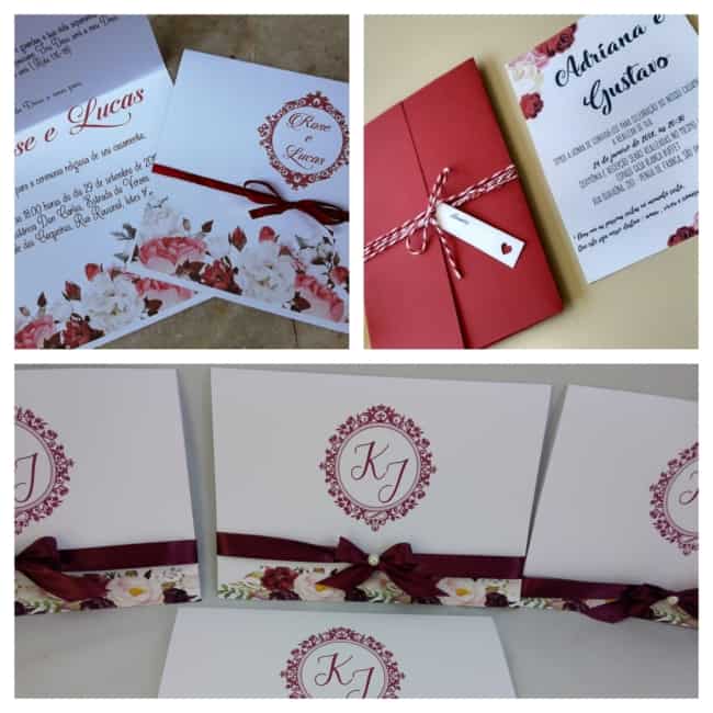 Convites de casamento marsala