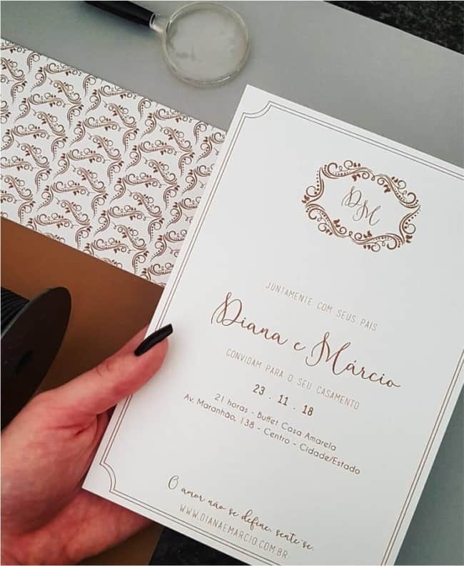 convite de casamento moderno e elegante